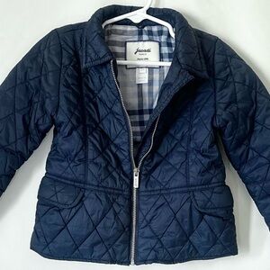 Jacadi Paris Blue Burberry Similar Plaid Quilted Jacket - Girls - Size 3T